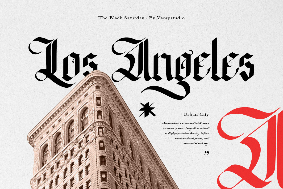 The Black Saturday Blackletter Font, a Blackletter Font by Vampstudio (Photo 3 of 13)