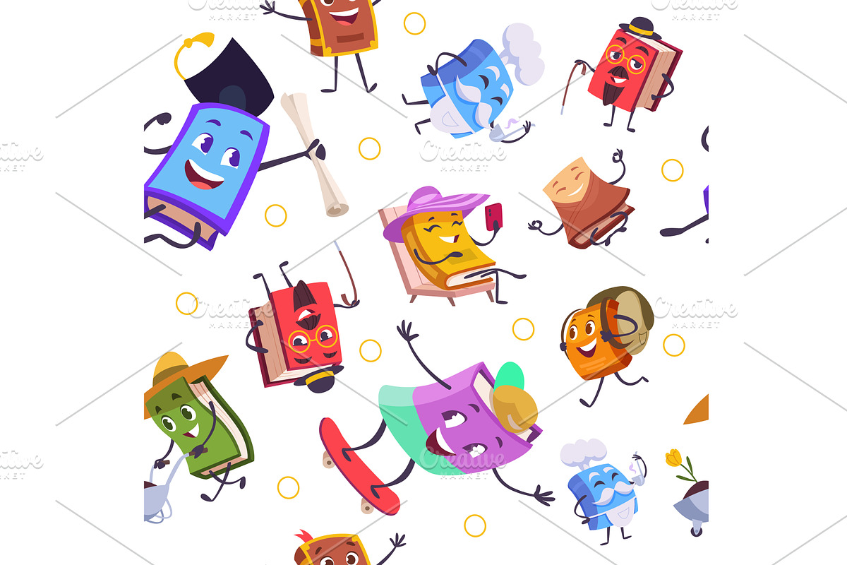 Books pattern. seamless background, an Education Illustration by Onyx