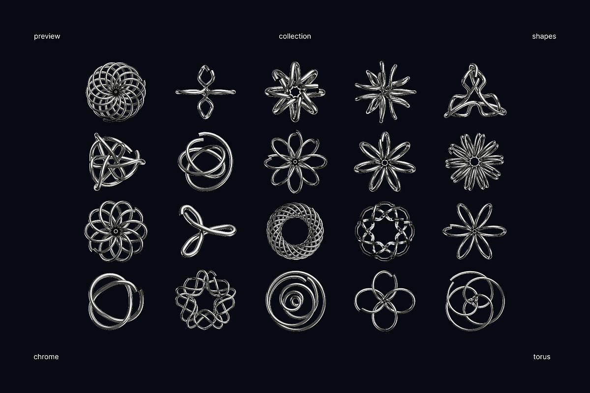 Torus Knot Chrome 3D Icon Set, an Object 3D Model by Eklip Studio (Photo 5 of 6)