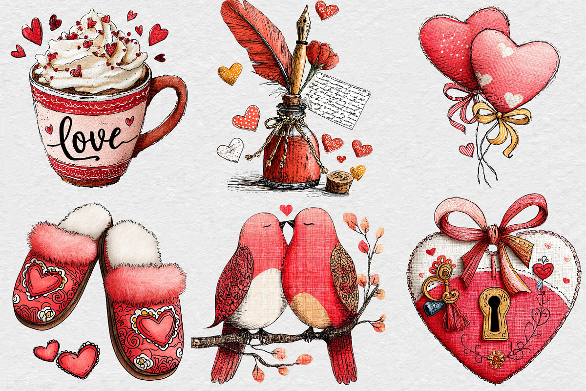 Hand-drawn Coquette Valentine's Day, an Illustration by DreamCafeArt (Photo 2 of 6)