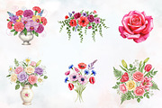 Floral Mothers Day Watercolor Clipar, an Illustration by RobertsArt (Thumbnail 5 of 6)
