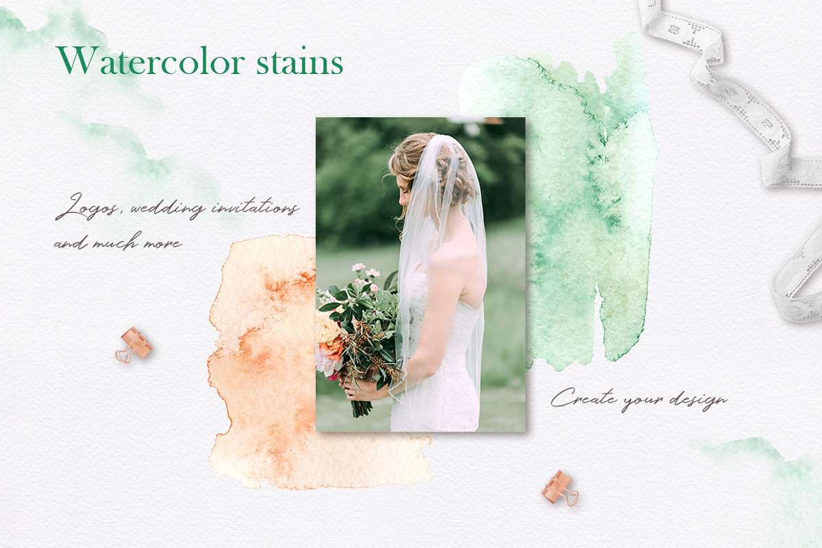 Mint and blush - watercolor clipart, a Decorative Illustration by long summer (Photo 8 of 10)