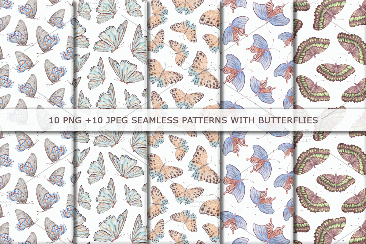 Watercolor butterflies 2., a Texture Illustration by BrushArtDesigns (Photo 3 of 7)