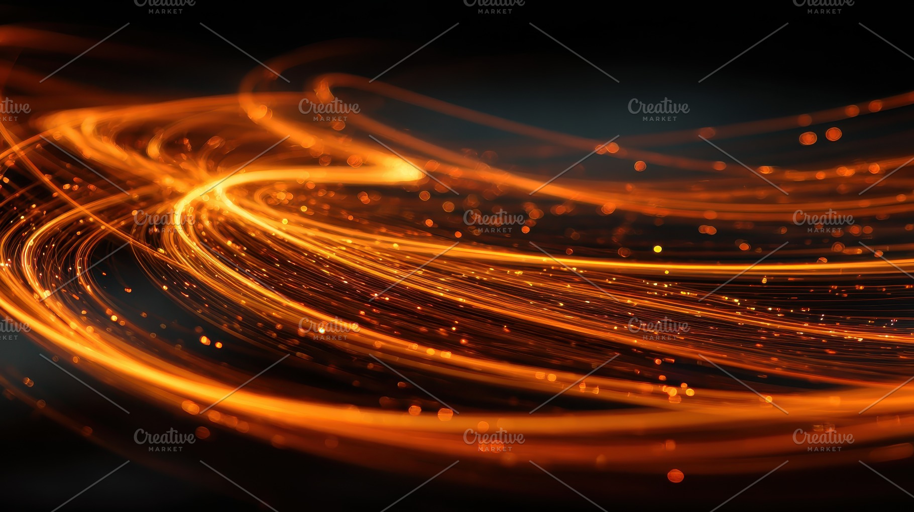 Abstract Orange Light Trails Swirlin, a Photo by Pixeness Studio