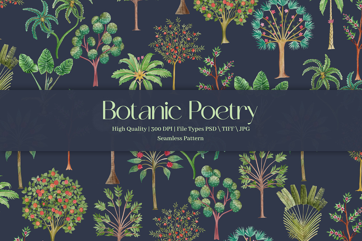 Botanic Poetry Prints & Patterns, a Pattern Graphic by GND ART STUDIO