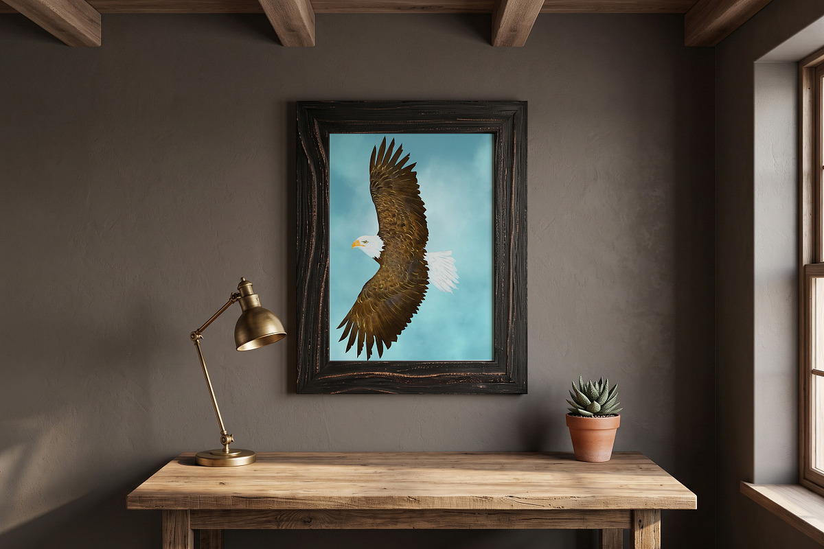 Flying Bald Eagle Illustration, an Animal Illustration by AMMi (Photo 2 of 6)