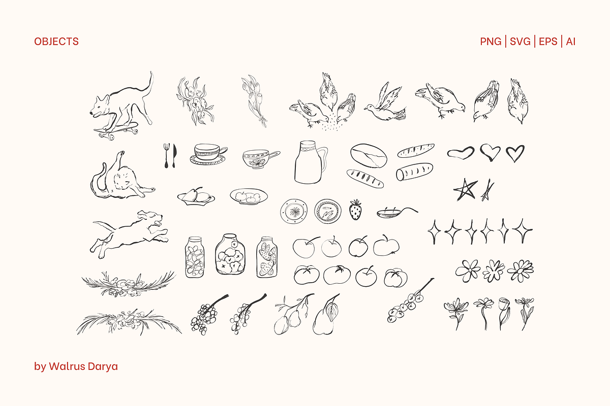Whimsical Pencil Doodles Clipart, an Object Graphic by Walrus Darya (Photo 9 of 11)