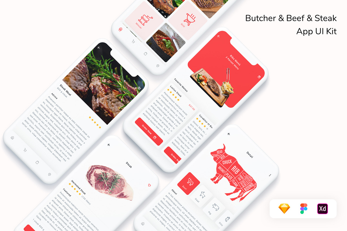 Butcher & Beef & Steak App UI Kit, an App Template by Betush