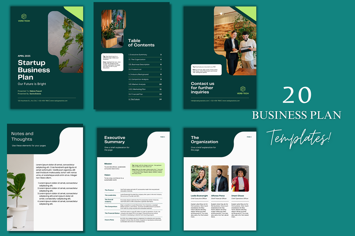 Dark Green Modern Business Plan, a Print Template by TheSimplySereneShop (Photo 2 of 9)