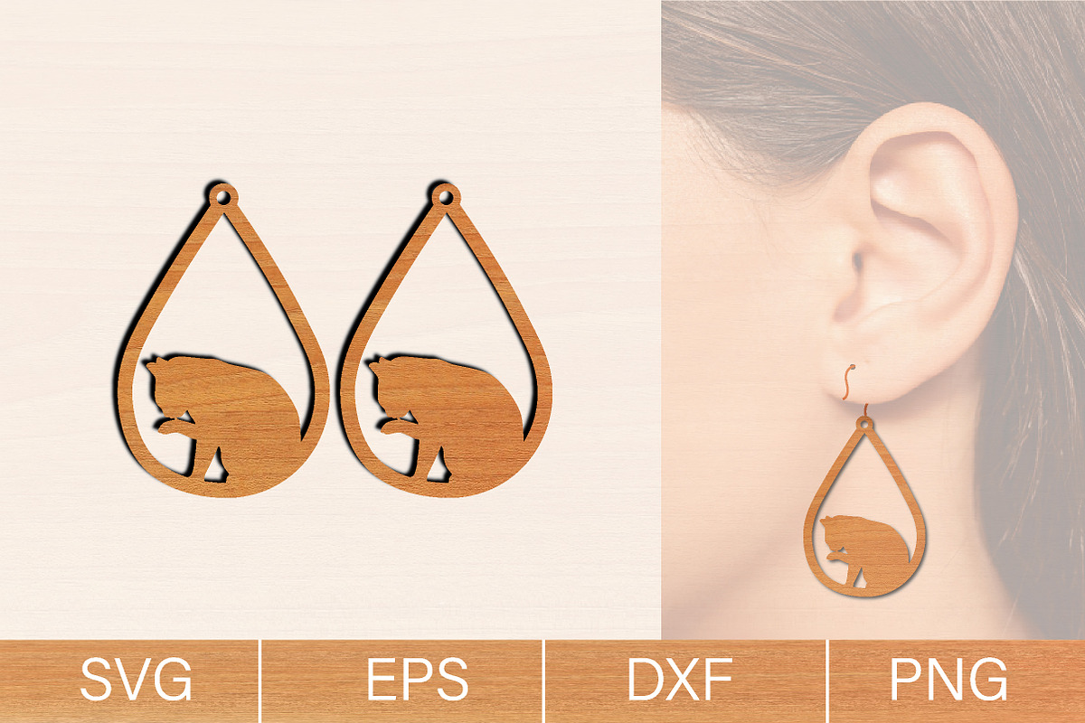 Cat Earrings Laser Cut SVG Bundle, an Object Graphic by jannatulpakhi (Photo 8 of 13)