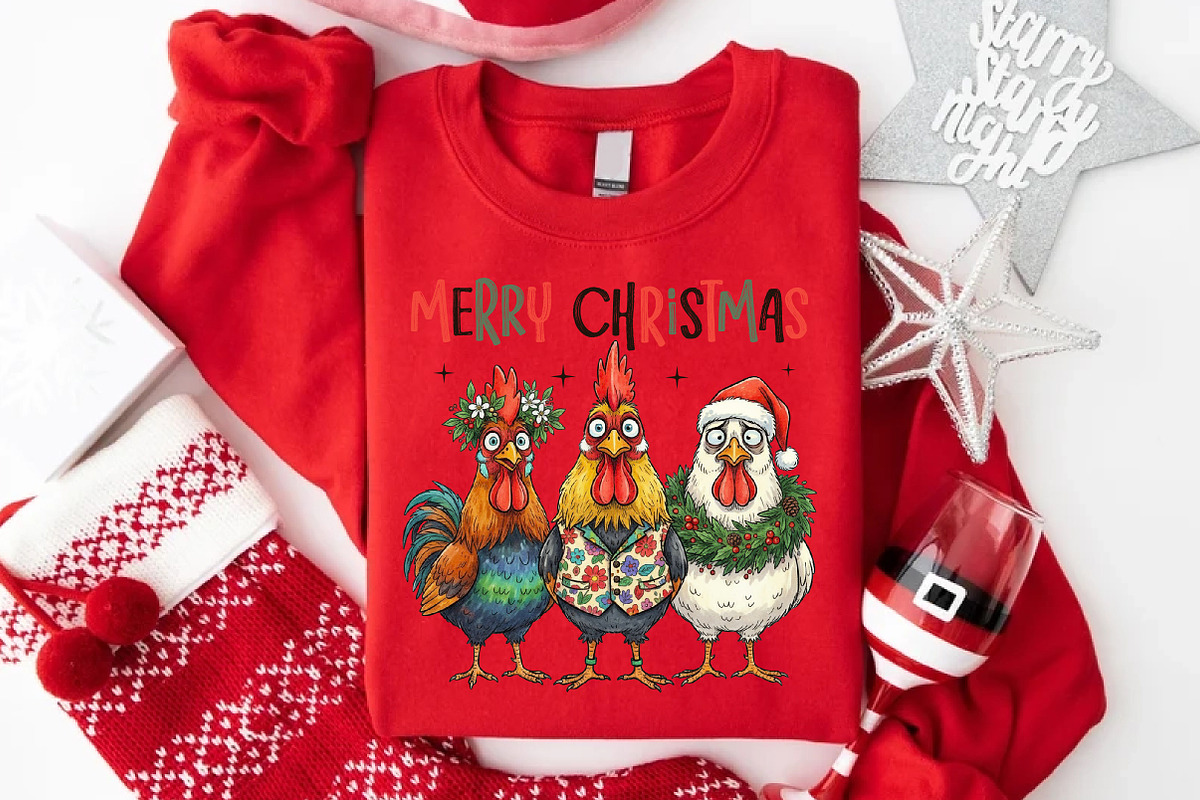 Merry Christmas, Funny Roosters PNG, an Illustration by Libby Wishes (Photo 6 of 8)