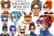 Halloween Messy Bun Png Bundle, an Illustration by Daily.Designs (Thumbnail 1 of 4)