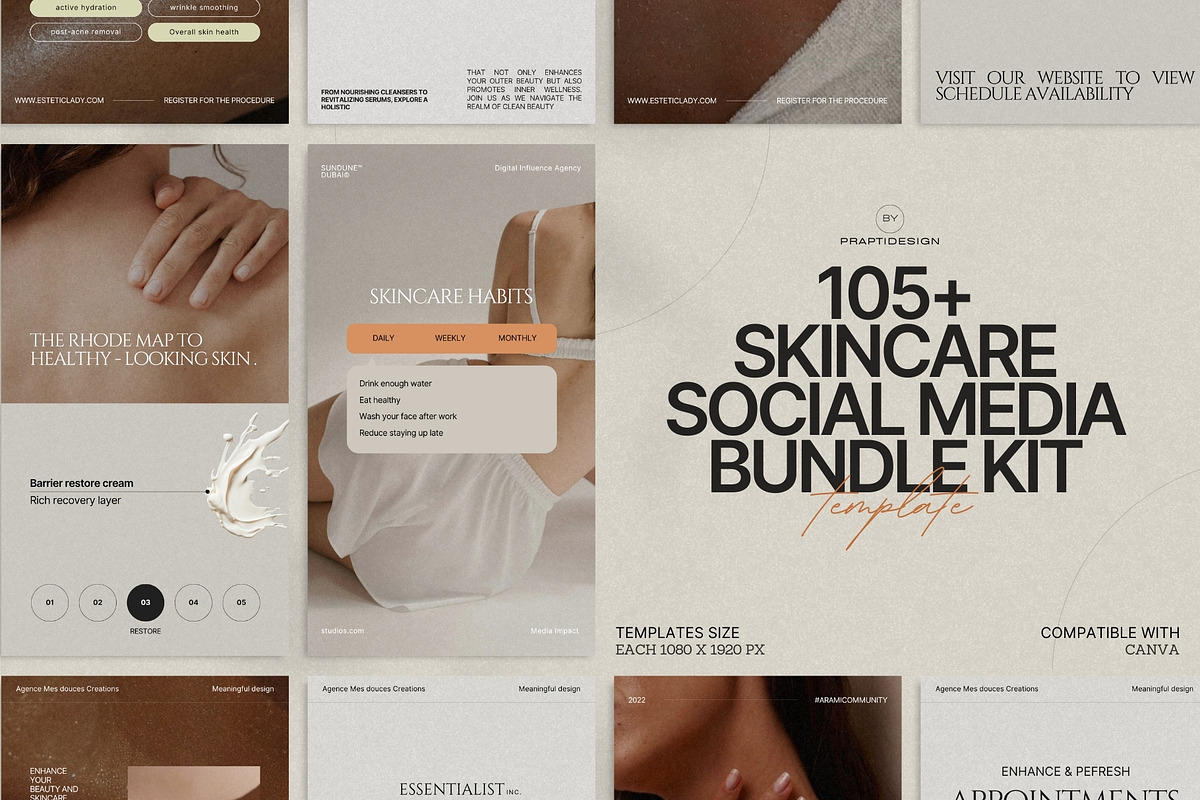 Skincare Story Templates for Canva