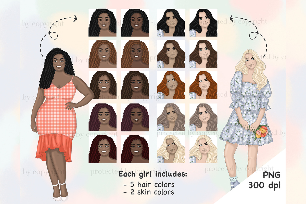 Spring Girl Clipart | Bloom Cliparts, an Illustration by GlamArtZhanna (Photo 3 of 4)