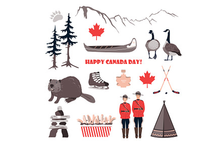 Canadian symbols such as beaver, an Object Illustration by Toltemara