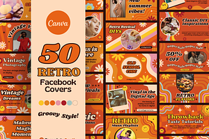50 Retro Cover Templates Groovy, a Templates & Theme by TemplateCastleStore