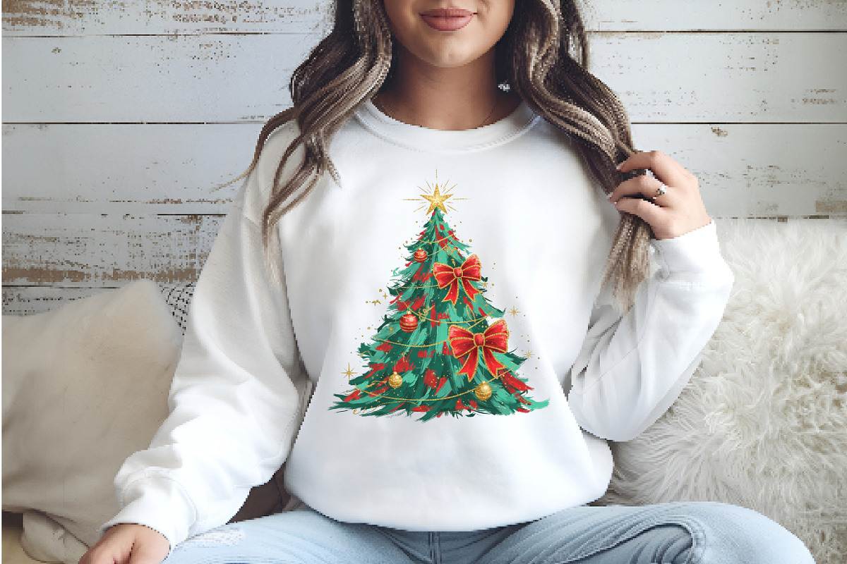Coquette Glitter Christmas Tree Png, an Illustration by Watercolor design (Photo 5 of 6)