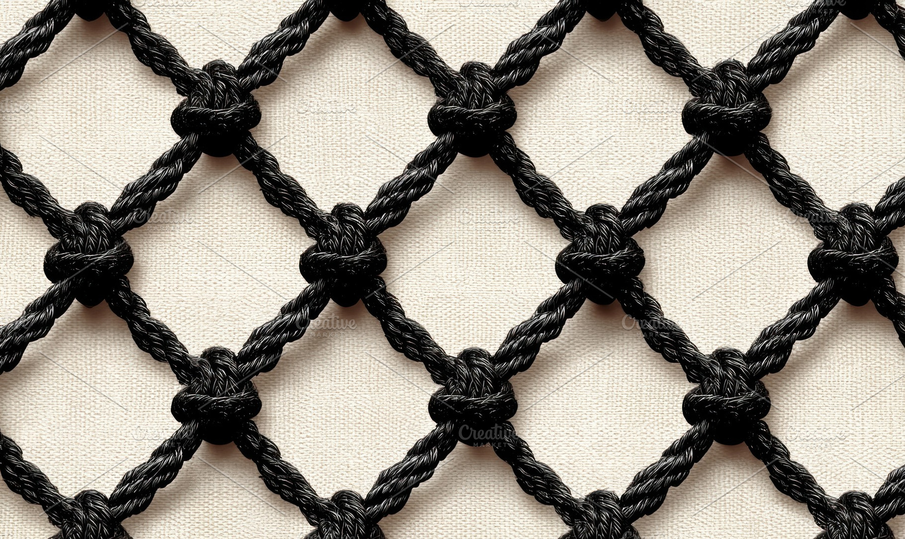 Black rope net with twisted texture and secure knots on beige fa, an Animal Photo by José Manuel Gelpi