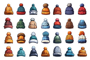 Cartoon Winter Hats Set. Simple, an Object Illustration by LadadikArt