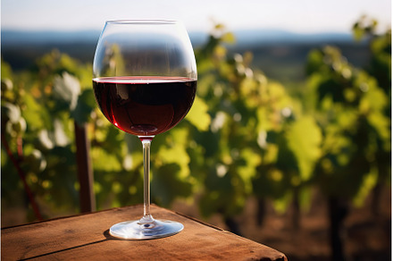 One glass of red wine and green, a Food & Drink Photo by Lermont51