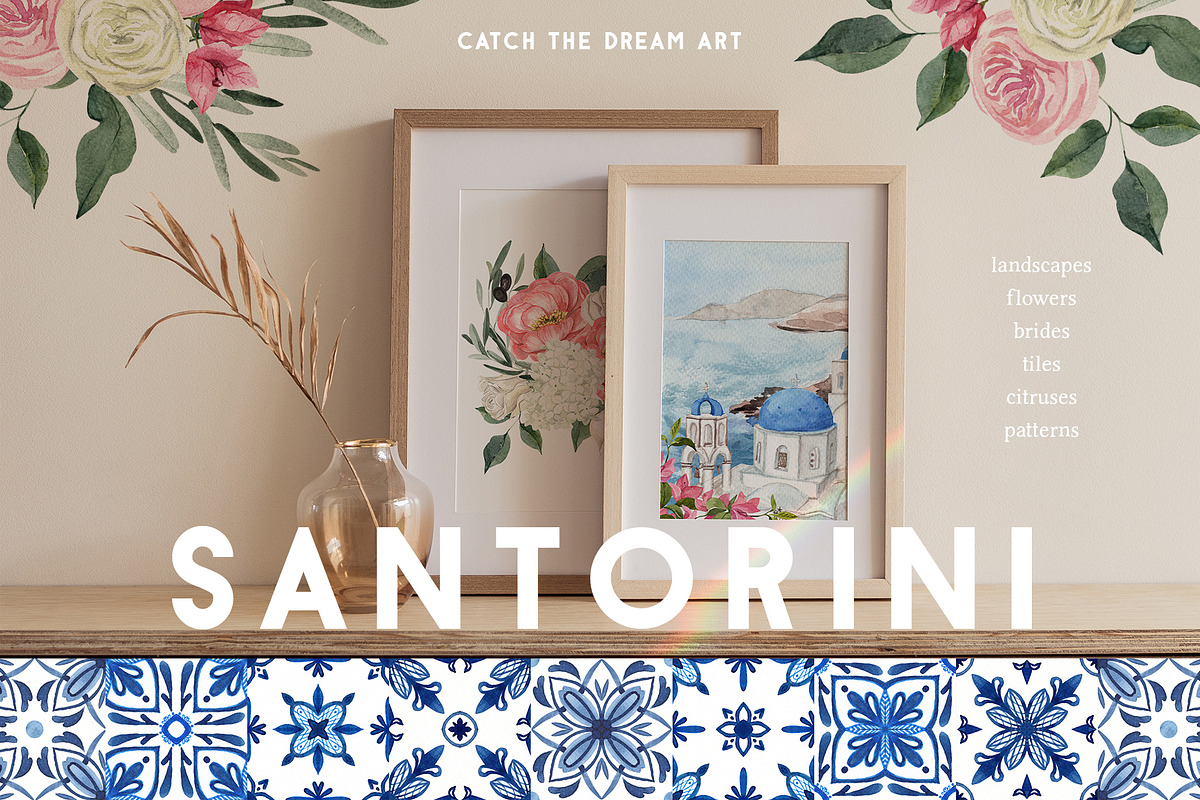 SANTORINI Wedding Aesthetic, a Decorative Illustration by Catch the Dream Art (Photo 1 of 18)