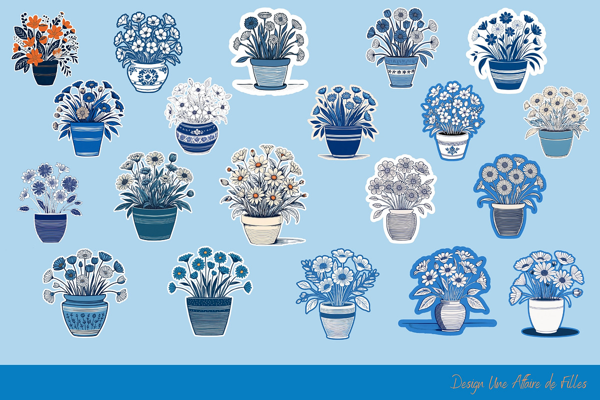 Flowers in a Pot : 40 Stickers, a Seasonal Illustration by Une Affaire de Filles (Photo 2 of 3)
