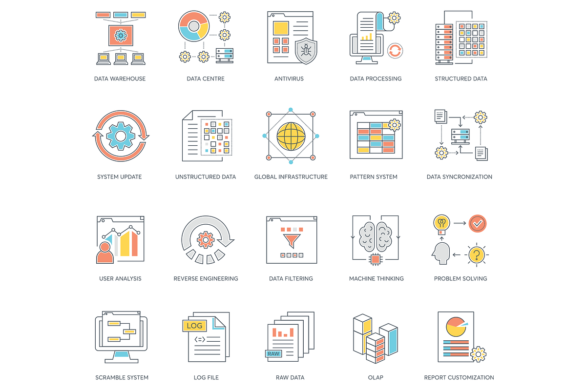 73 Data Analytics Color Line Icons, an Outline Icon by Flat Icons (Photo 4 of 5)