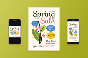 Spring Sale Flyer Set, a Flyer Template by Aiyari Graphic