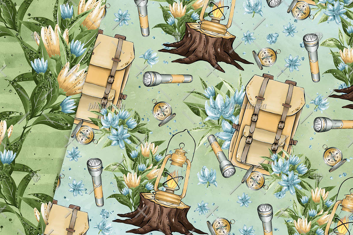 Wanderlust Digital Papers, a Pattern Graphic by Phantasia Design (Photo 3 of 7)