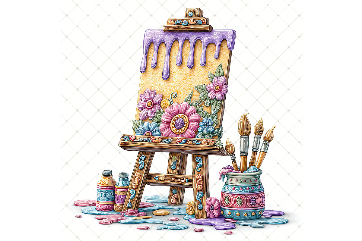 Canvas on Wooden Easel Clipart JPG, an Illustration by Memories By Lea (Photo 5 of 19)
