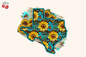 Serape Texas Sunflower Flag PNG