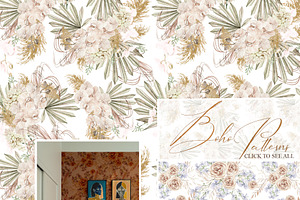 10 Watercolor Boho Seamless Patterns