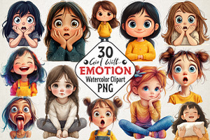 Cute Girl with Emotion Clipart, an Illustration by RobertsArt