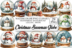 Christmas Snowman Globe Clipart, an Illustration by DreamPrint404