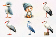 White Stork Clipart, Heron Clipart, an Illustration by CreationArt (Thumbnail 2 of 9)