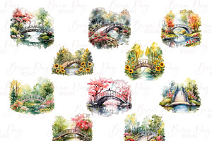 Watercolor Bridge Clipart Bundle