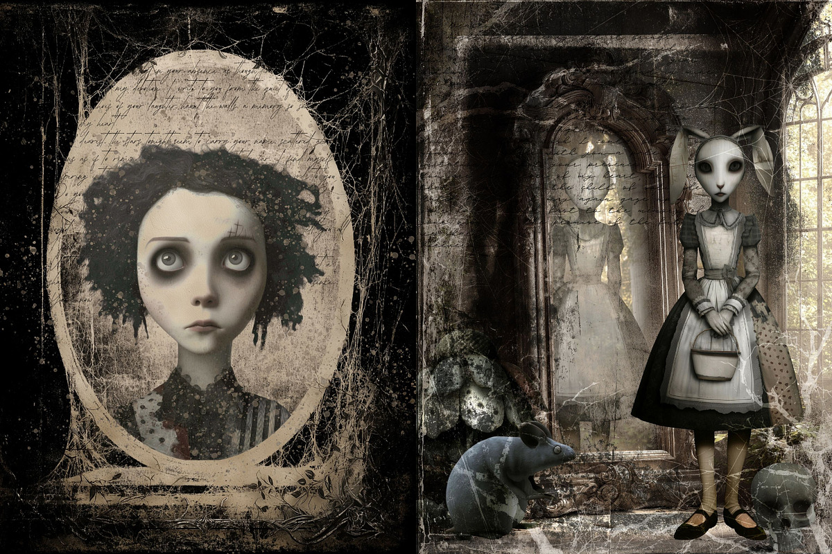 Haunted Dollhouse: Gothic Clipart, a Seasonal Illustration by NiiiNArt (Photo 5 of 7)