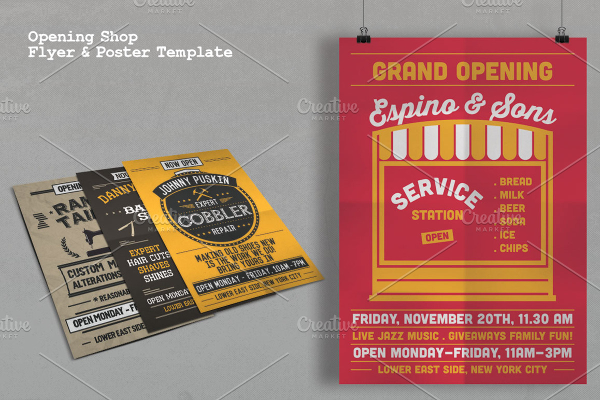 Opening Shop Flyer & Poster Template, a Flyer Template by The Design For Co. (Photo 2 of 5)