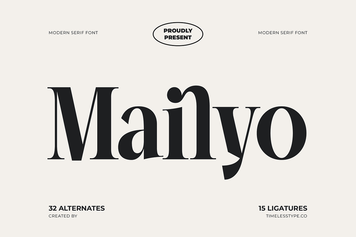Mailyo Modern Serif Display Font, a Serif Font by timelesstype.co (Photo 1 of 20)