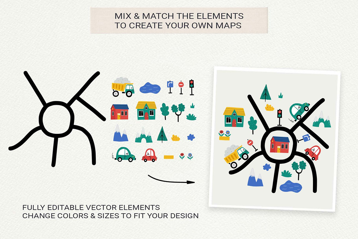 Kids Cars Clipart & Map Creator, a Transportation Illustration by Irina Ostapenko (Photo 14 of 14)