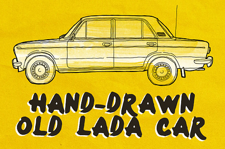 Hand-Drawn Old Lada Car