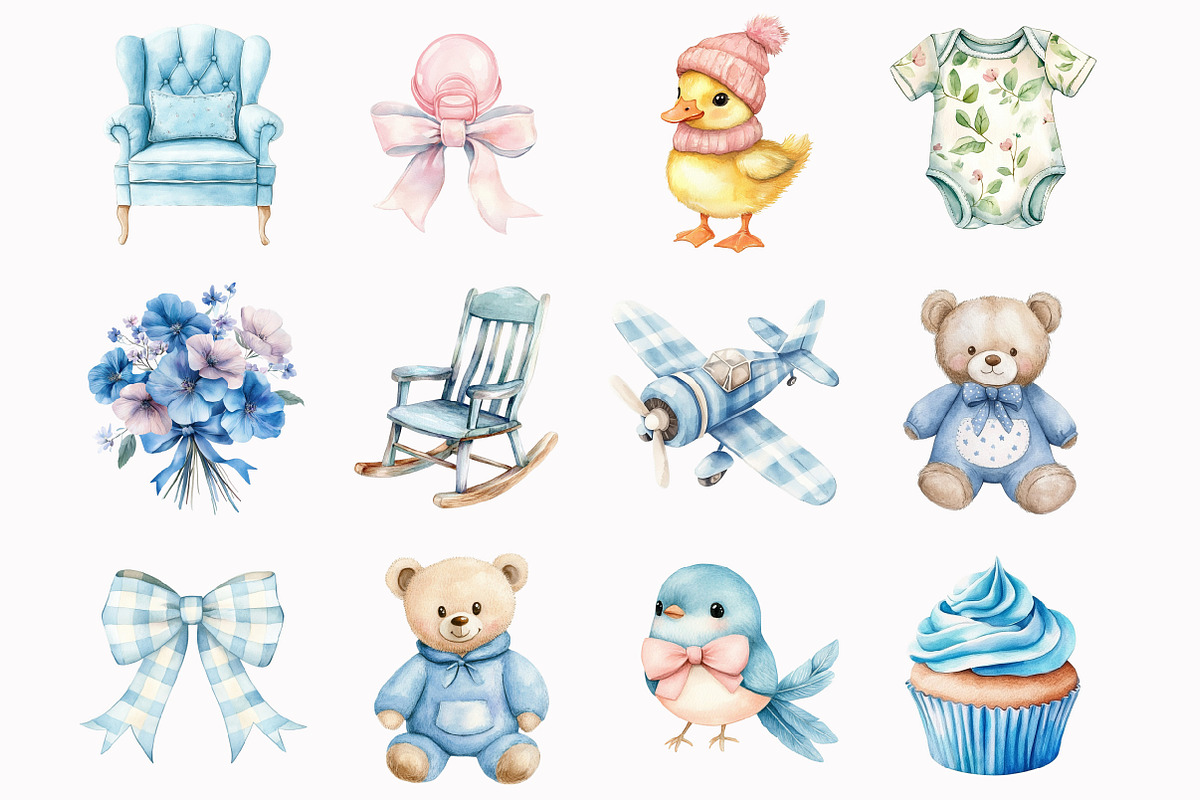 Watercolor French Nursery Clipart, an Illustration by Design Market (Photo 3 of 4)