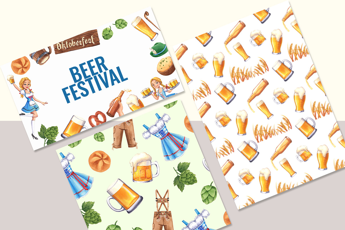 Bavarian Beer Festival Watercolor, a Food Illustration by CreativeValuation (Photo 12 of 12)