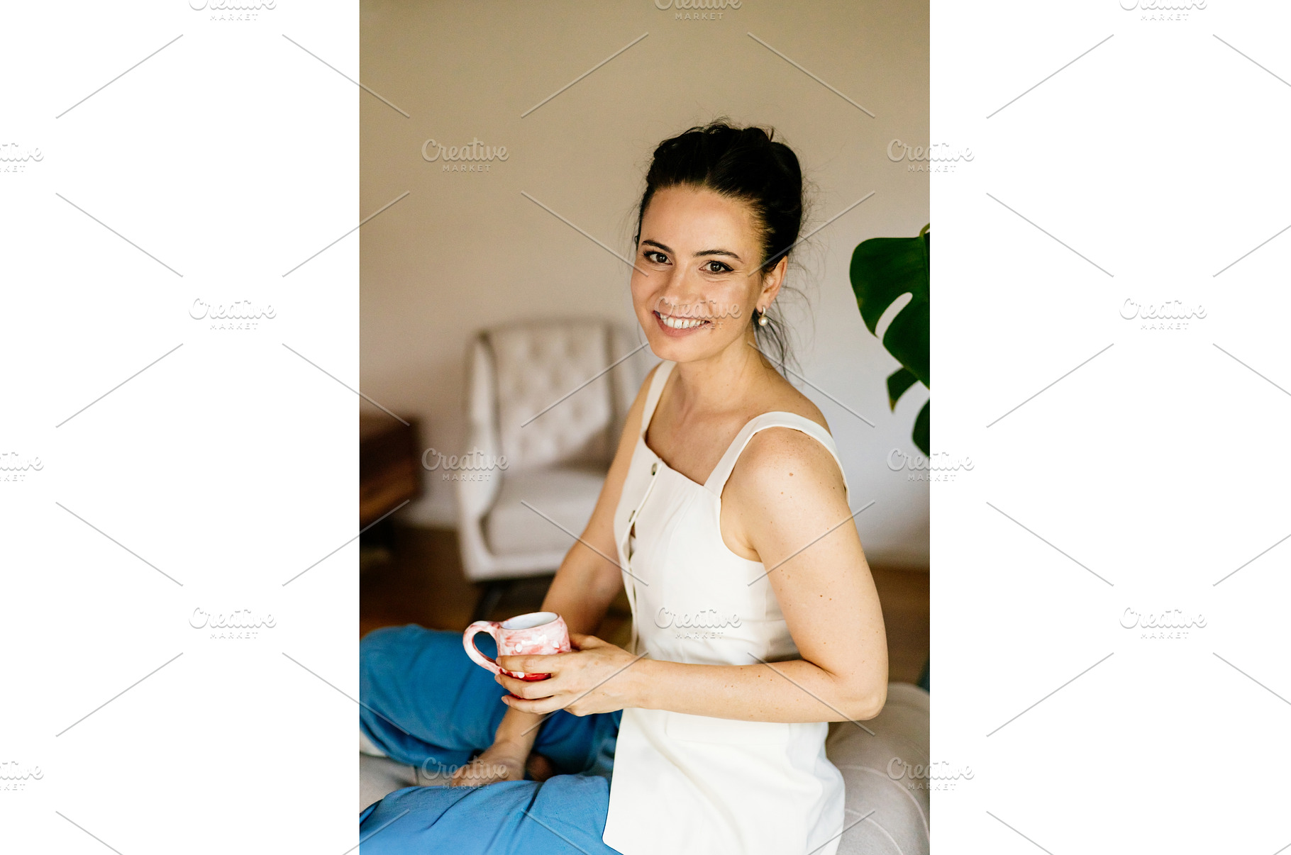 Woman taking a break and drinking, a Person Photo by HalfPoint