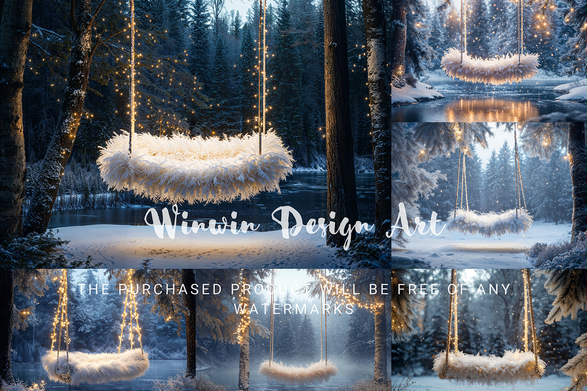 Winter Forest Swing Digital Backdrop, a Background Photo by Winwin Design Art (Photo 4 of 7)