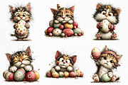 Whimsical Easter Cats Clipart Png, an Illustration by Craft Nest (Thumbnail 9 of 10)