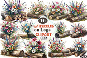 Wildflowers on Logs, an Illustration by DreamCafeArt (Thumbnail 1 of 7)
