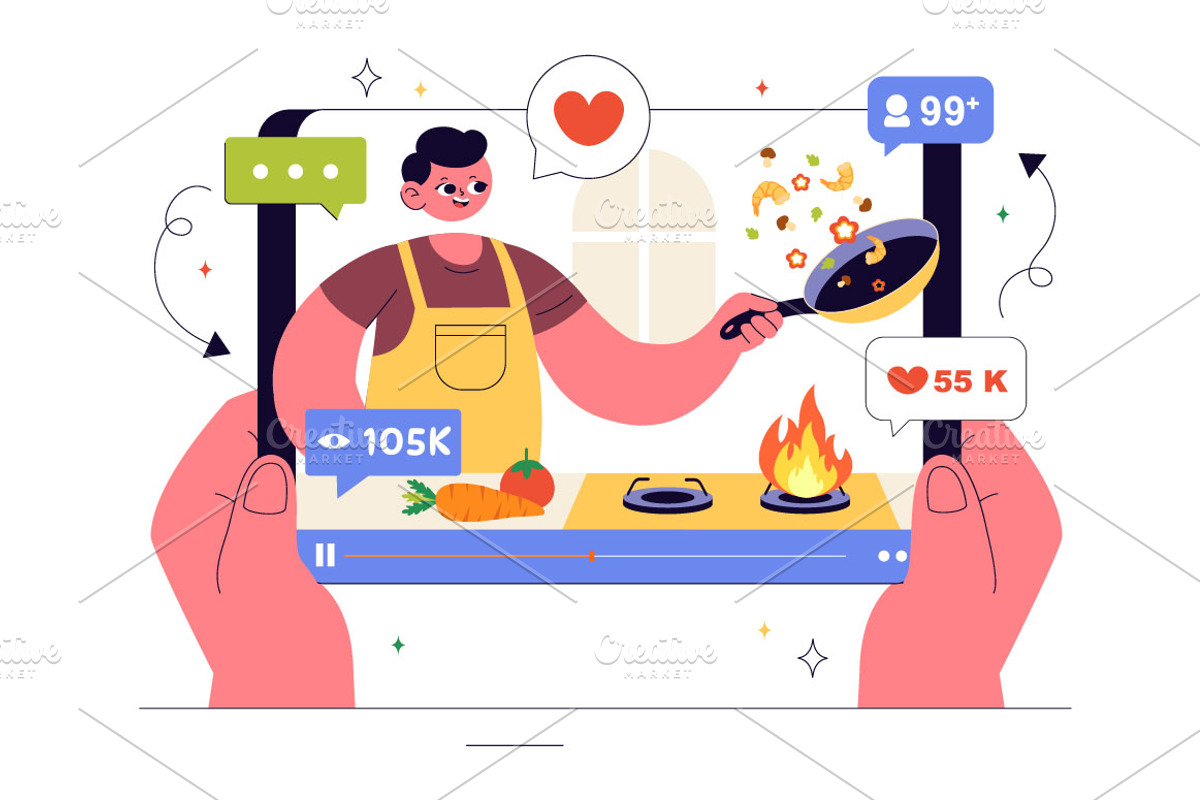 10 Cooking Vlog Illustration, a Food Illustration by denayunebgt (Photo 4 of 4)