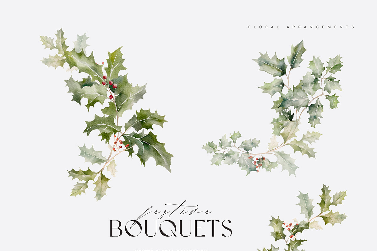 FLORAL WINTER BOX Watercolor Bundle, a Seasonal Illustration by Muse Artist (Photo 45 of 95)