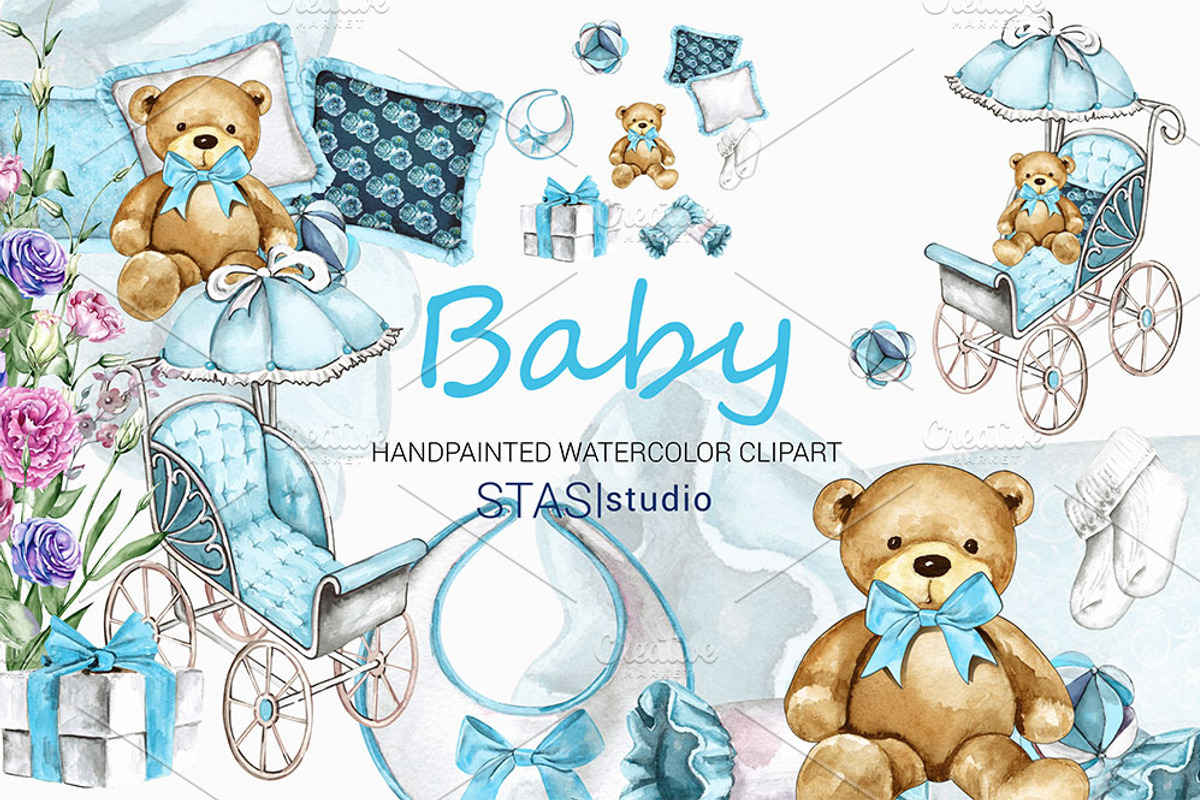 Baby Boy Watercolor Clipart, a Decorative Illustration by STASIstudio (Photo 1 of 3)